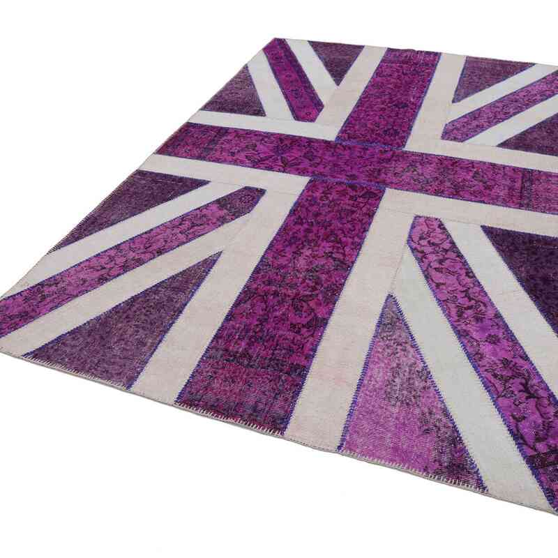 Púrpura Patchwork Británica Flag Rug - 201 cm x 302 cm - K0038514