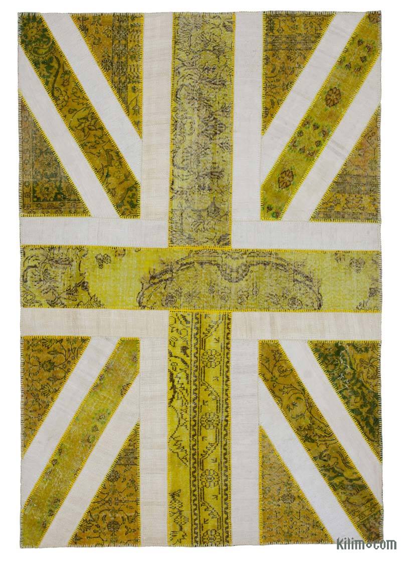 Amarillo Patchwork Británica Flag Rug - 202 cm x 301 cm - K0038515