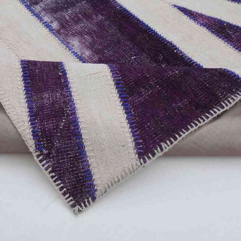 Purple Patchwork Hand-Knotted Turkish Rug - 5'  x 9' 11" (60" x 119") - K0038517