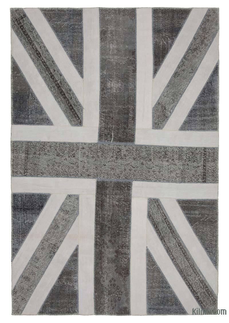 Gris Patchwork Británica Flag Rug - 200 cm x 300 cm - K0038521