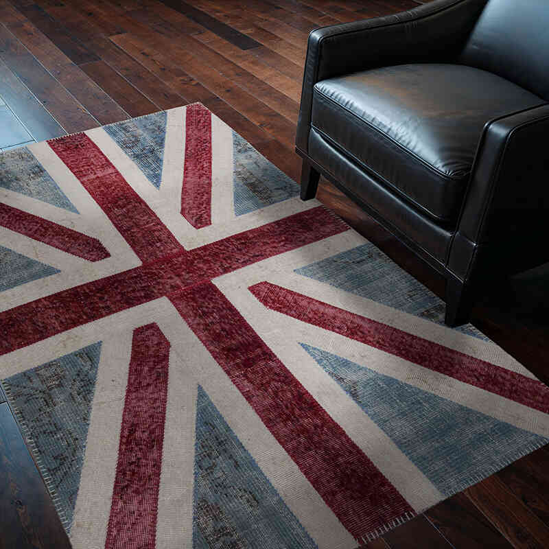 Patchwork Hand-Knotted Turkish Rug - 4'  x 5' 11" (48" x 71") - K0038541