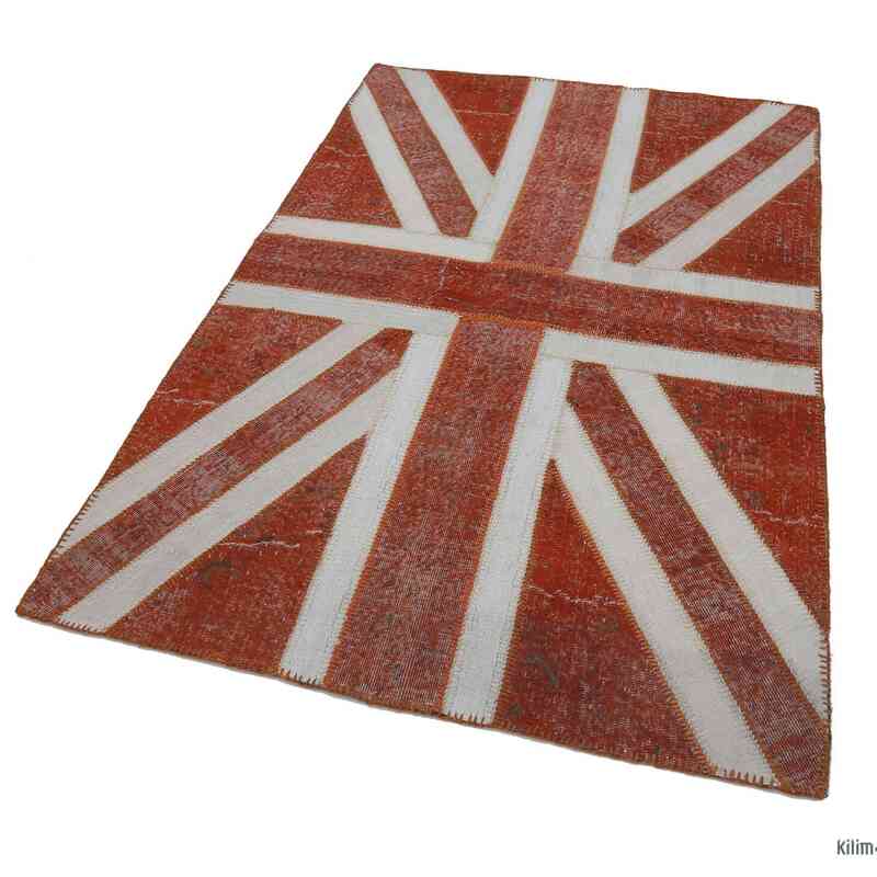 Naranja Patchwork Británica Flag Rug - 140 cm x 215 cm - K0038546