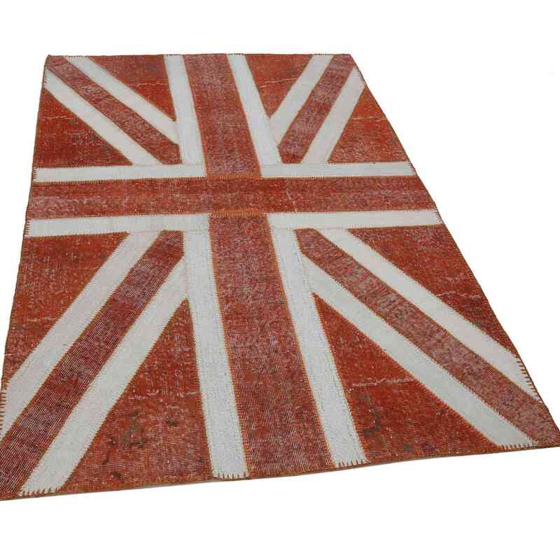 Naranja Patchwork Británica Flag Rug - 140 cm x 215 cm - K0038546