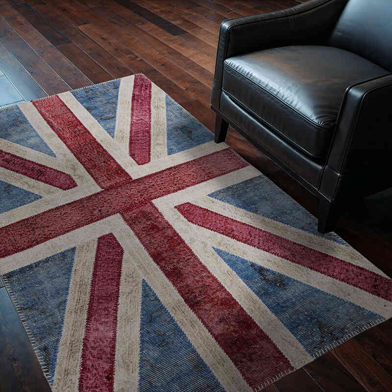 Patchwork Hand-Knotted Turkish Rug - 4'  x 6'  (48" x 72") - K0038554