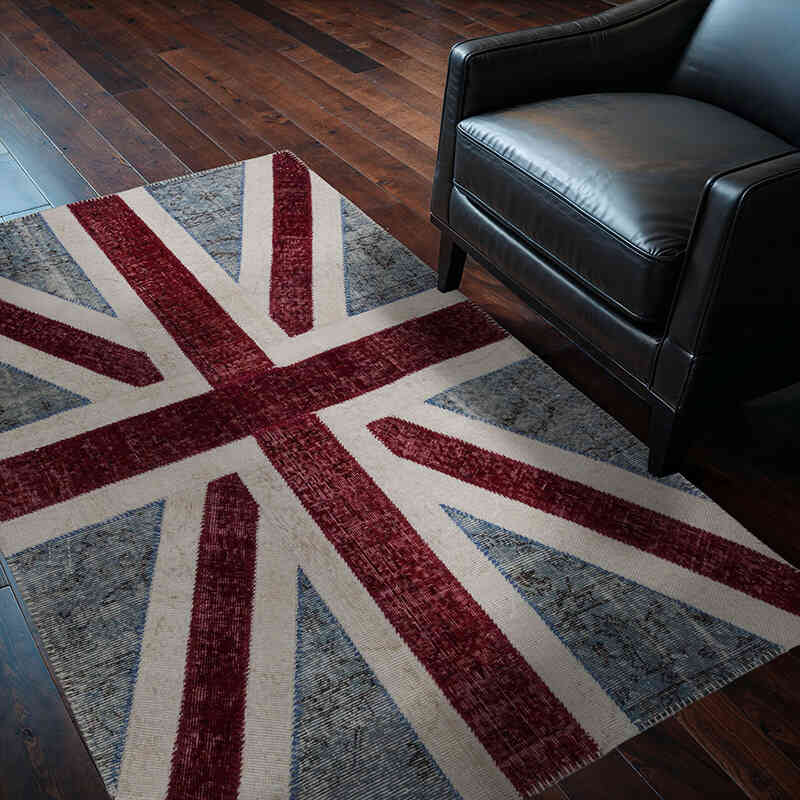 Patchwork Hand-Knotted Turkish Rug - 4'  x 6'  (48" x 72") - K0038555