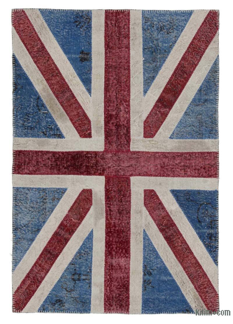İngiltere Bayraklı Patchwork Halı - 123 cm x 183 cm - K0038560