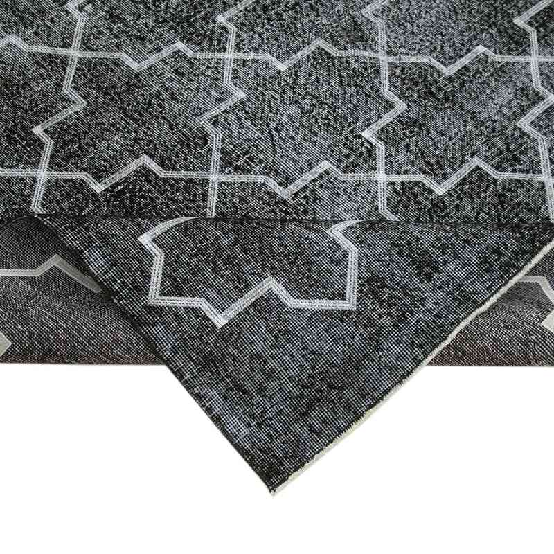Negro Alfombra Turca bordada sobre teñida vintage - 231 cm x 300 cm - K0038574