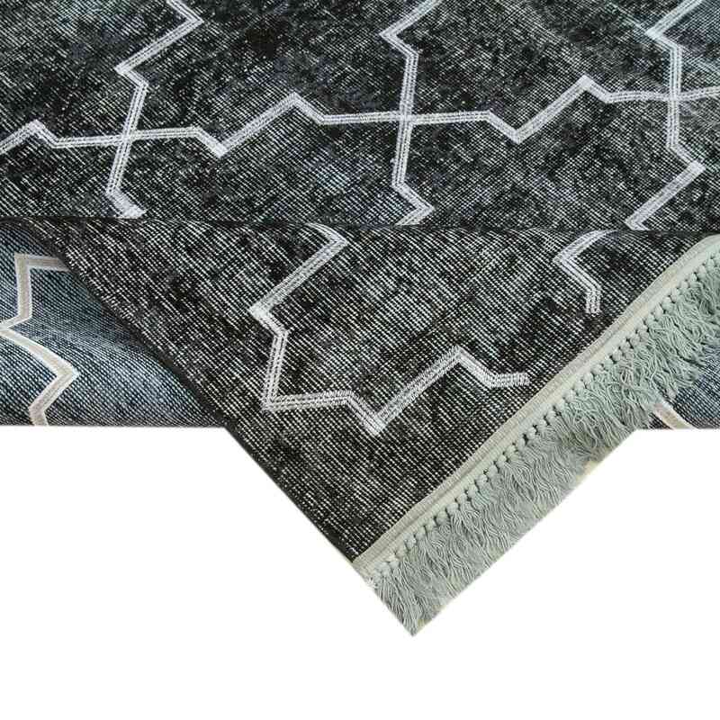Negro Alfombra Turca bordada sobre teñida vintage - 224 cm x 320 cm - K0038584
