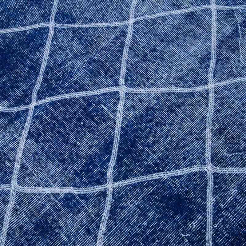 Blue Embroidered Over-dyed Turkish Vintage Rug - 7'  x 10' 4" (84" x 124") - K0038595