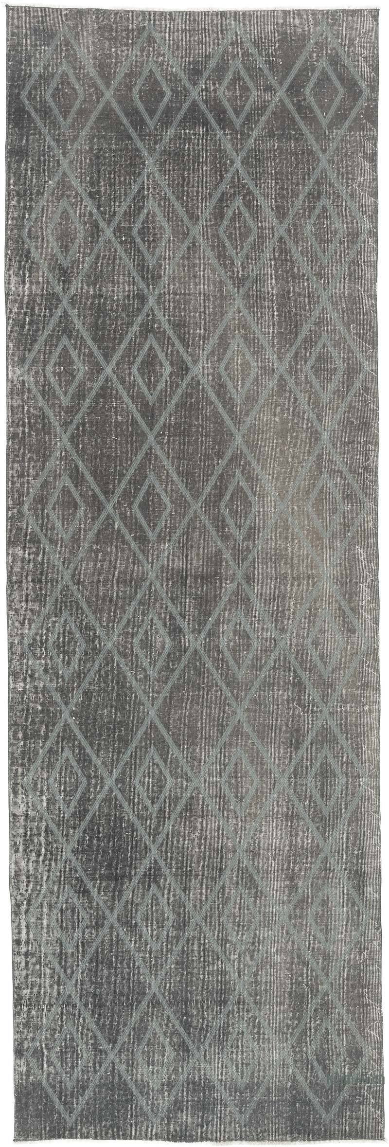 Grey Embroidered Over-dyed Turkish Vintage Runner - 3' 6" x 10' 9" (42" x 129") - K0038604