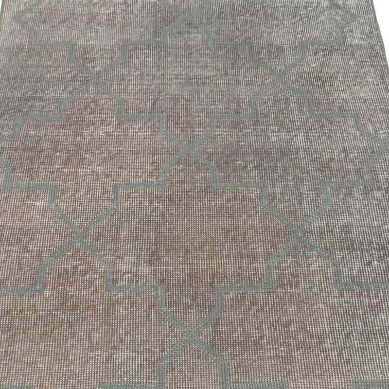Grey, Beige Embroidered Over-dyed Turkish Vintage Runner - 2' 9" x 7' 11" (33" x 95") - K0038608