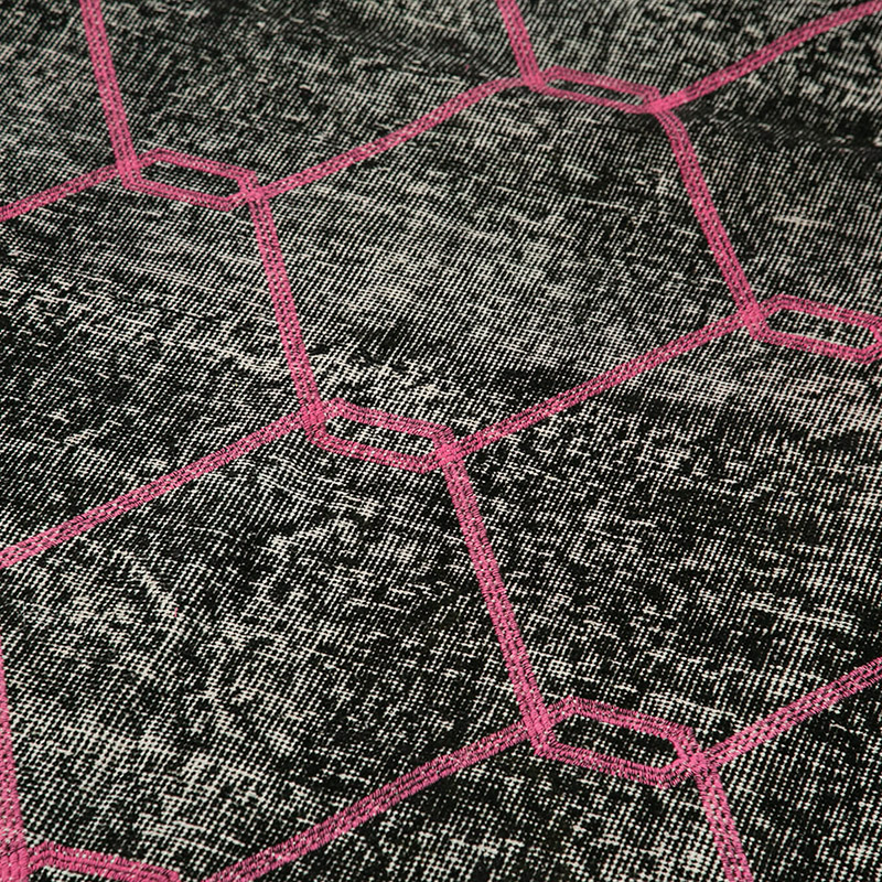 Negro Alfombra Turca bordada sobre teñida vintage - 155 cm x 420 cm - K0038616