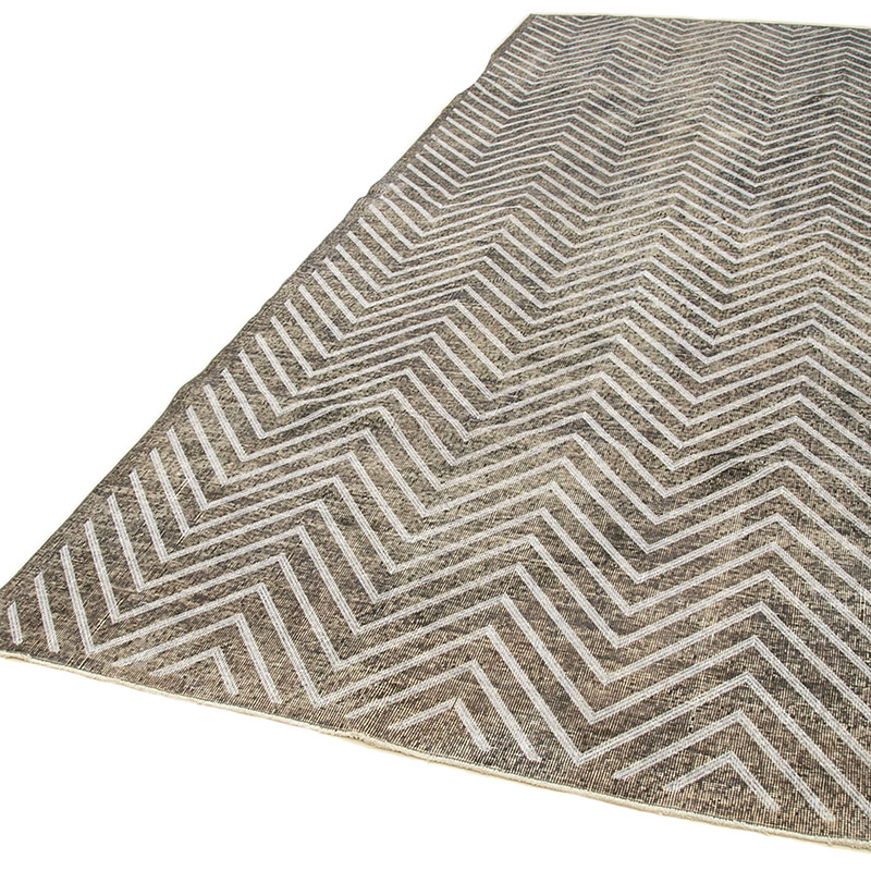 Gris Alfombra Turca bordada sobre teñida vintage - 150 cm x 379 cm - K0038620