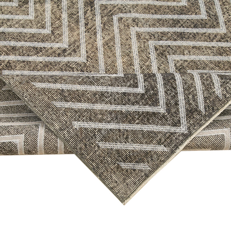 Gris Alfombra Turca bordada sobre teñida vintage - 150 cm x 379 cm - K0038620