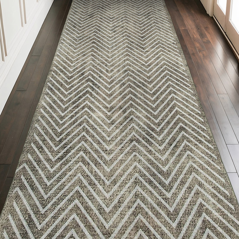 Gris Alfombra Turca bordada sobre teñida vintage - 150 cm x 379 cm - K0038620