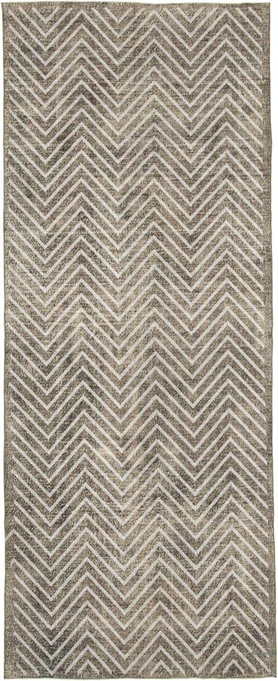 Gray Embroidered Over-dyed Turkish Vintage Runner - 4' 11" x 12' 5" (59" x 149")