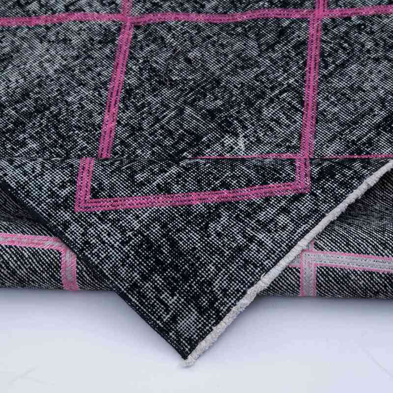 Negro Alfombra Turca bordada sobre teñida vintage - 140 cm x 330 cm - K0038627