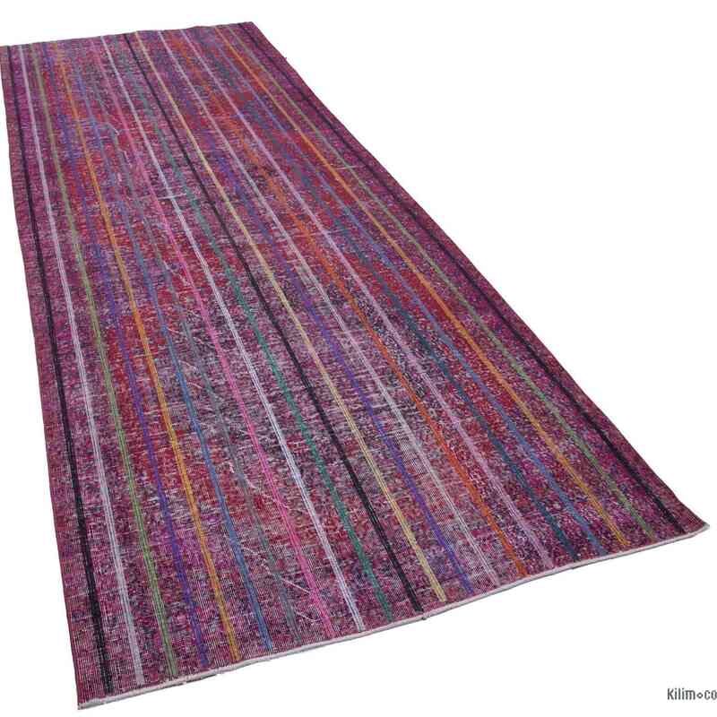 Pink Embroidered Over-dyed Turkish Vintage Runner - 4' 6" x 12' 10" (54" x 154") - K0038637
