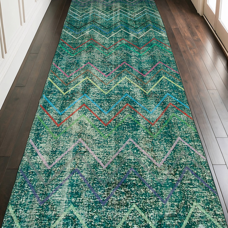 Alfombra Turca bordada sobre teñida vintage - 139 cm x 368 cm - K0038639