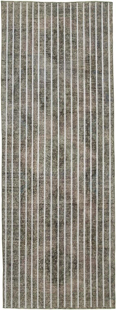 Gray Embroidered Over-dyed Turkish Vintage Runner - 4' 6" x 9' 5" (54" x 113")