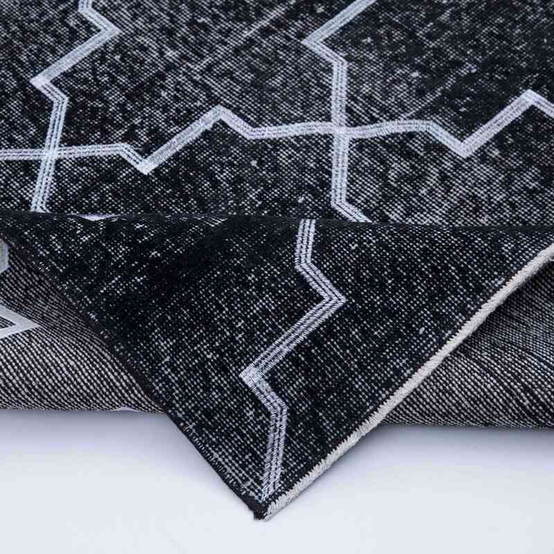 Negro Alfombra Turca bordada sobre teñida vintage - 147 cm x 383 cm - K0038642