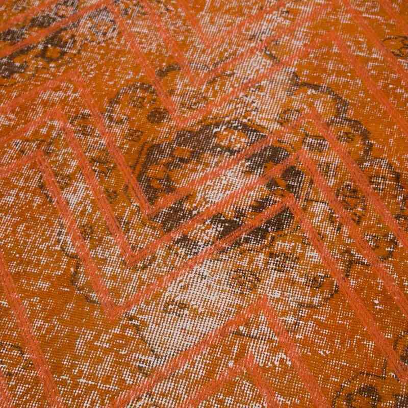 Naranja Alfombra Turca bordada sobre teñida vintage - 138 cm x 382 cm - K0038643