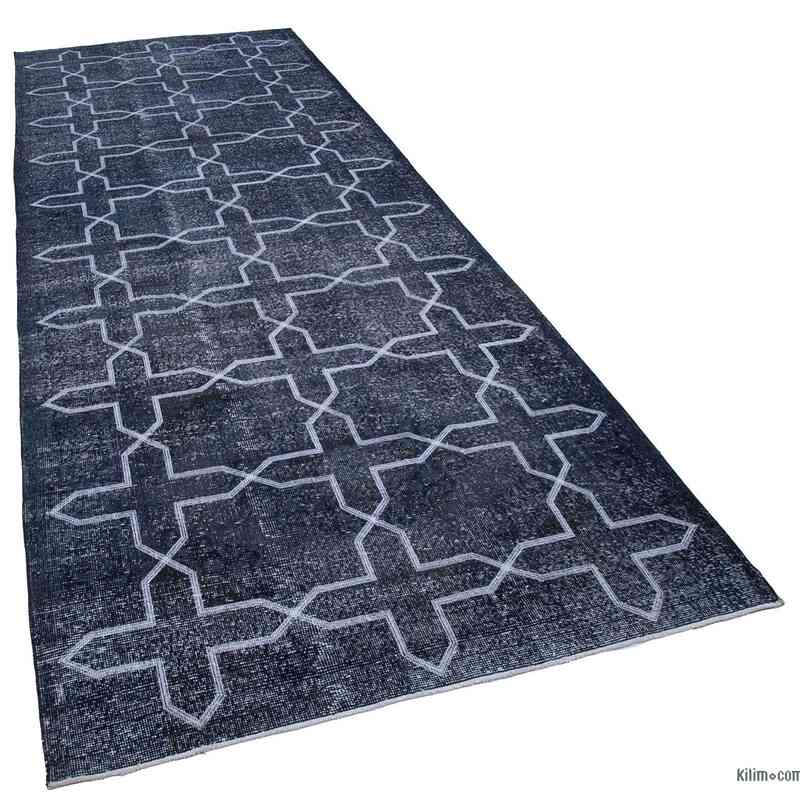 Grey Embroidered Over-dyed Turkish Vintage Runner - 4' 11" x 13' 5" (59" x 161") - K0038647