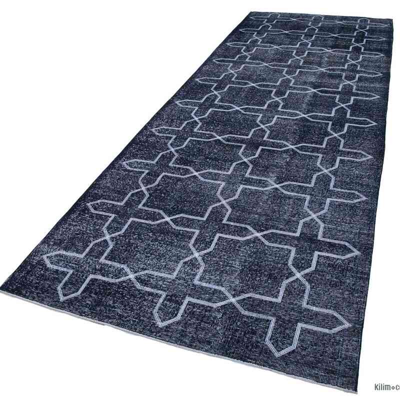 Grey Embroidered Over-dyed Turkish Vintage Runner - 4' 11" x 13' 5" (59" x 161") - K0038647