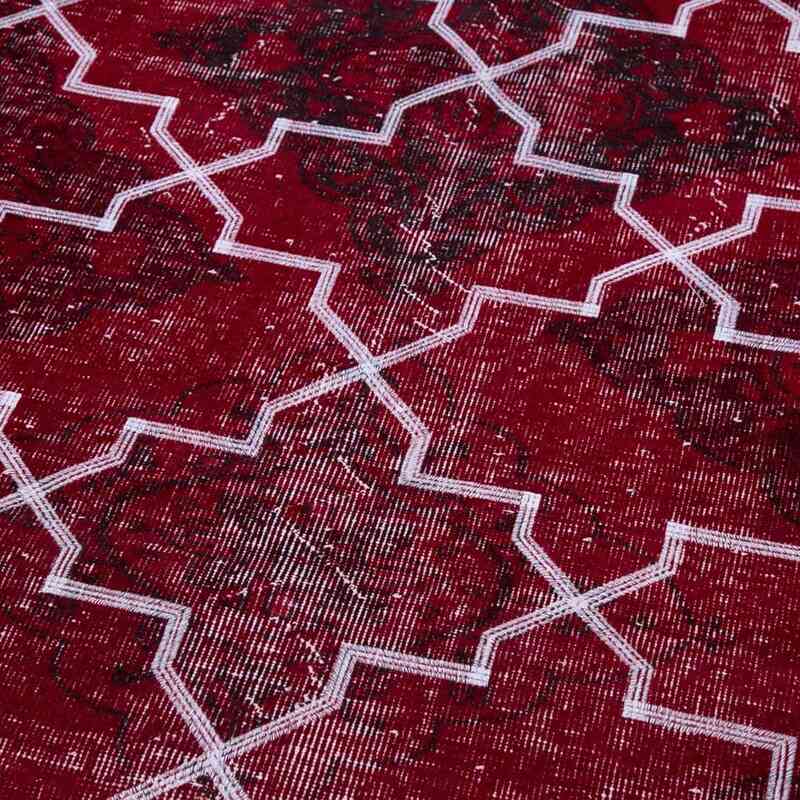 Red Embroidered Over-dyed Turkish Vintage Runner - 4' 10" x 11' 6" (58" x 138") - K0038650
