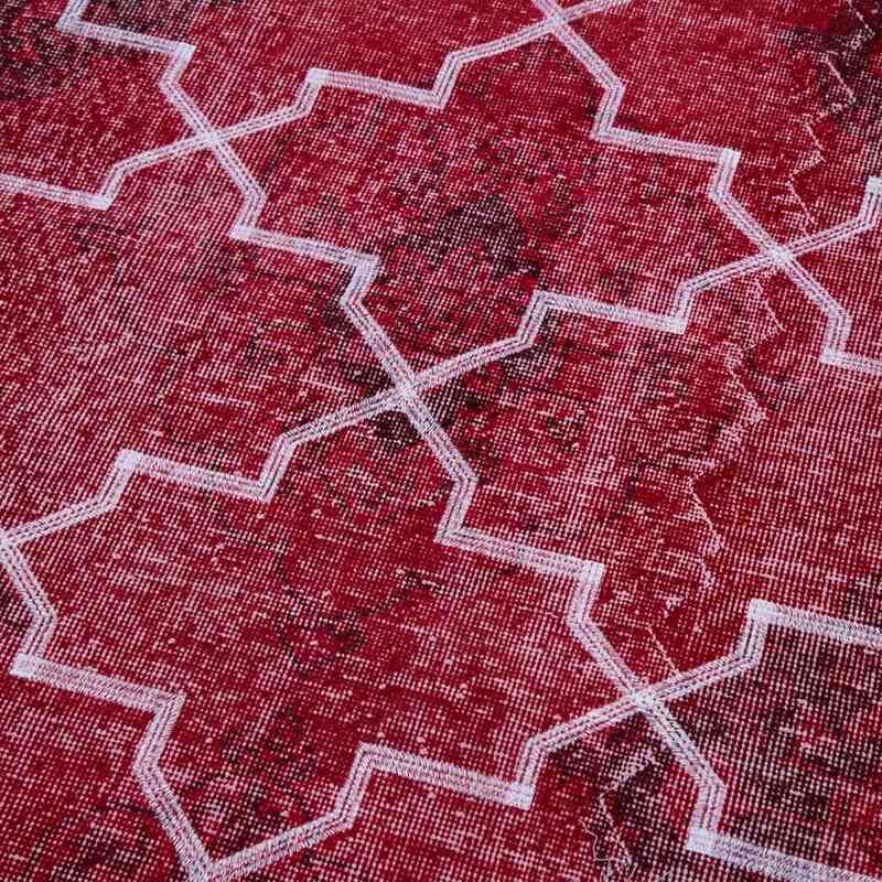 Rojo Alfombra Turca bordada sobre teñida vintage - 145 cm x 382 cm - K0038655