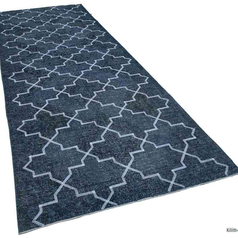 Grey Embroidered Over-dyed Turkish Vintage Runner - 4' 9" x 12' 3" (57" x 147") - K0038664