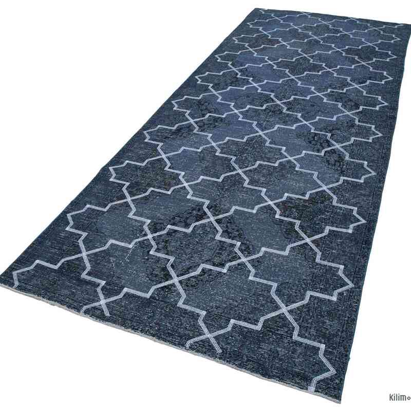 Grey Embroidered Over-dyed Turkish Vintage Runner - 4' 9" x 12' 3" (57" x 147") - K0038664