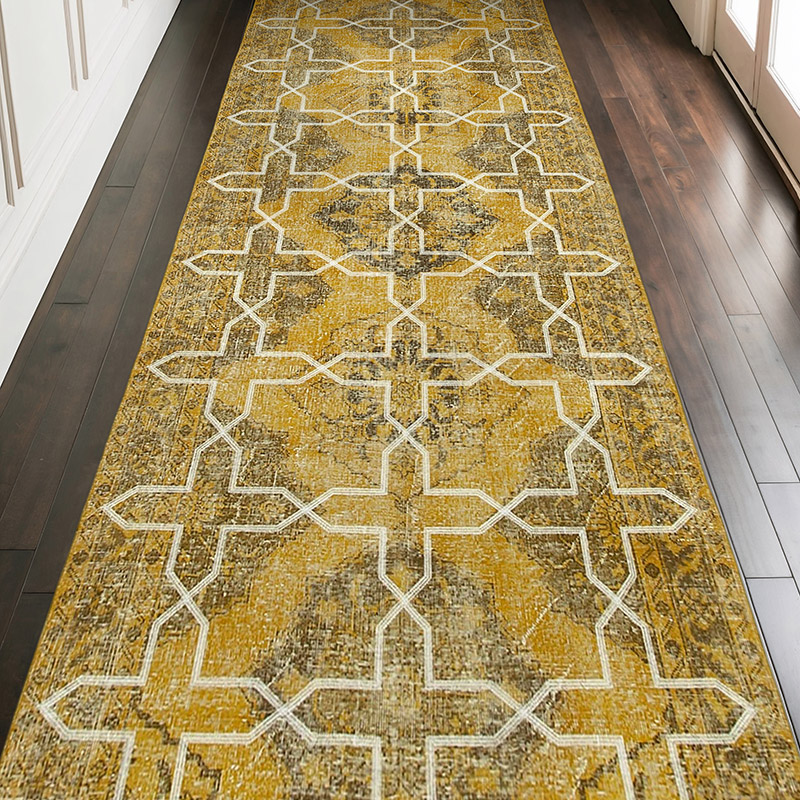 Embroidered Over-dyed Turkish Vintage Runner - 4' 9" x 12' 8" (57" x 152") - K0038666