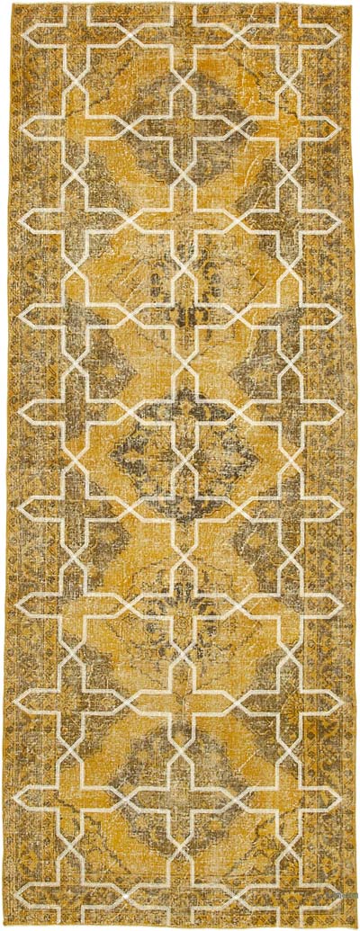 Embroidered Over-dyed Turkish Vintage Runner - 4' 9" x 12' 8" (57" x 152")