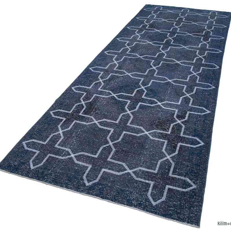 Grey Embroidered Over-dyed Turkish Vintage Runner - 4' 6" x 12' 2" (54" x 146") - K0038670