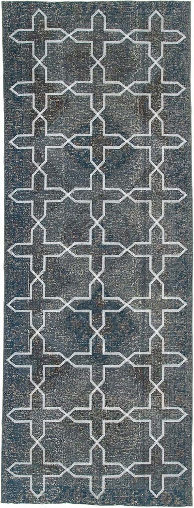 Gray Embroidered Over-dyed Turkish Vintage Runner - 4' 6" x 12' 2" (54" x 146")