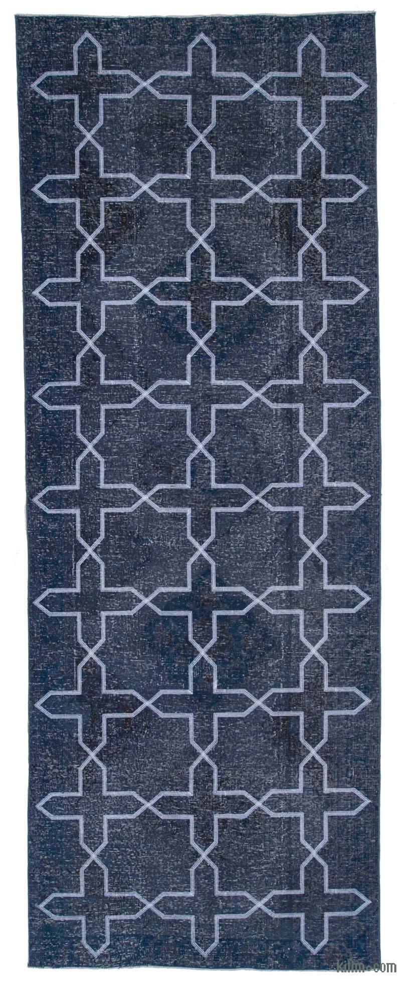 Grey Embroidered Over-dyed Turkish Vintage Runner - 4' 6" x 12' 2" (54" x 146") - K0038670