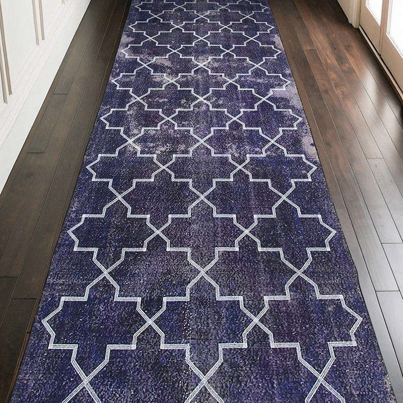 Alfombra Turca bordada sobre teñida vintage - 138 cm x 387 cm - K0038674