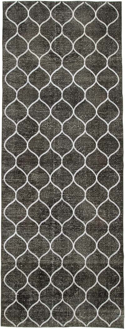 İşlemeli ve Boyalı El Dokuma Vintage Halı - 145 cm x 392 cm