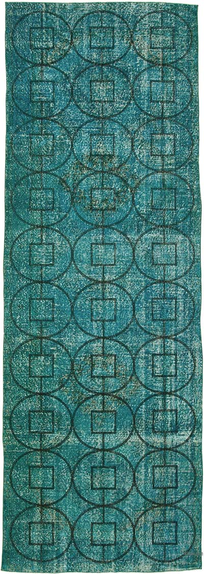 Alfombra Turca bordada sobre teñida vintage - 141 cm x 414 cm