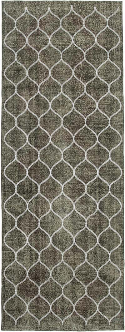 Gray Embroidered Over-dyed Turkish Vintage Runner - 4' 8" x 13'  (56" x 156")