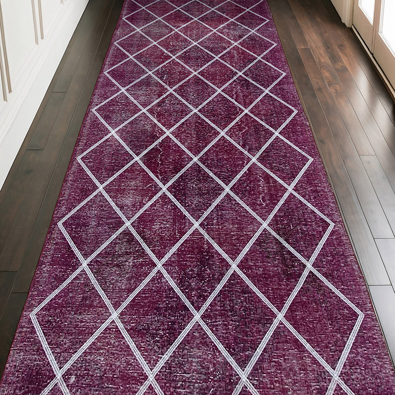 Alfombra Turca bordada sobre teñida vintage - 140 cm x 366 cm - K0038683