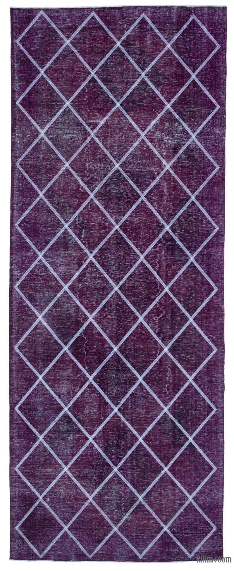 Pink Embroidered Over-dyed Turkish Vintage Runner - 4' 7" x 12'  (55" x 144") - K0038683