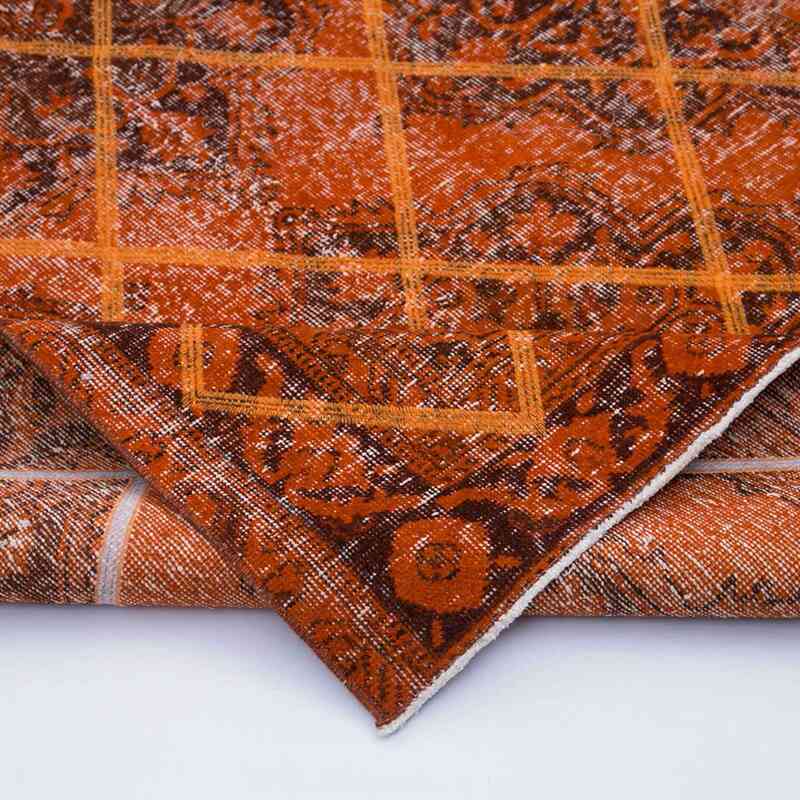 Naranja Alfombra Turca bordada sobre teñida vintage - 141 cm x 375 cm - K0038686