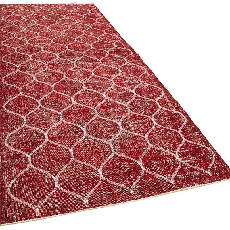Embroidered Over-dyed Turkish Vintage Runner - 4' 9" x 12'  (57" x 144") - K0038691