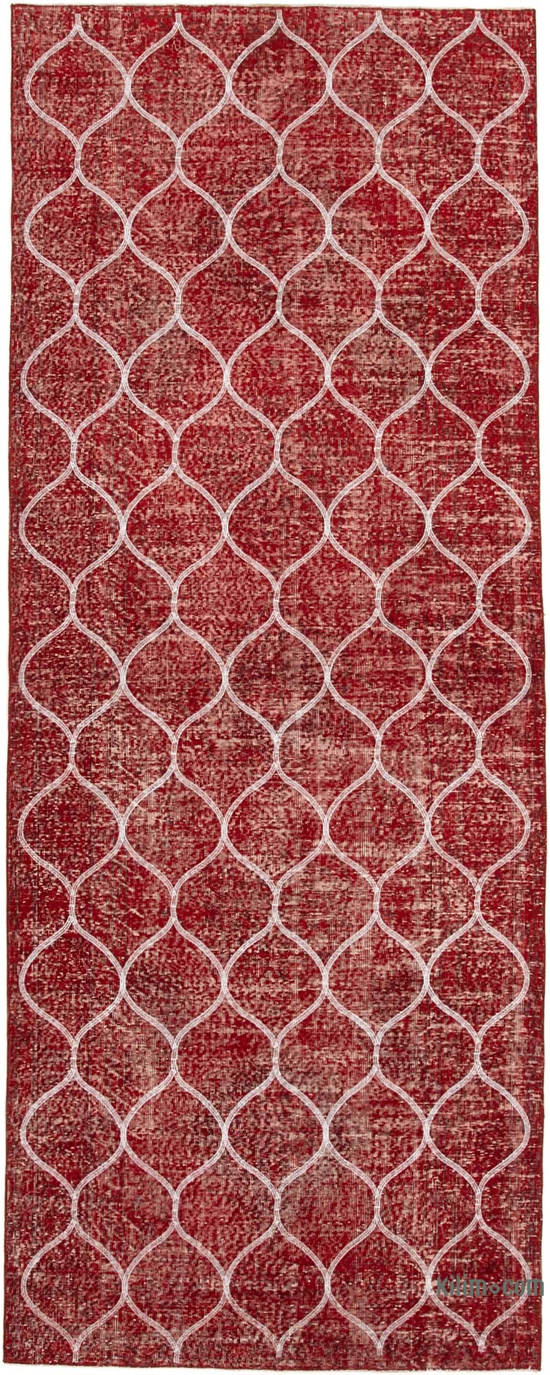 Embroidered Over-dyed Turkish Vintage Runner - 4' 9" x 12'  (57" x 144") - K0038691