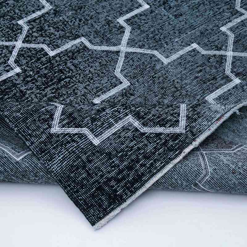 Negro Alfombra Turca bordada sobre teñida vintage - 150 cm x 372 cm - K0038692