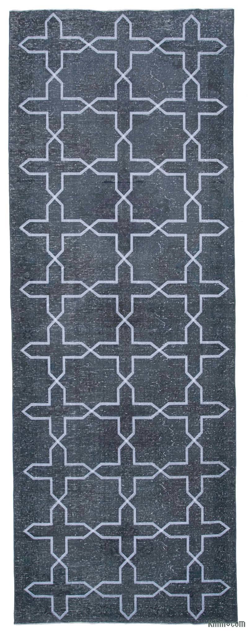 Grey Embroidered Over-dyed Turkish Vintage Runner - 4' 9" x 13' 3" (57" x 159") - K0038695