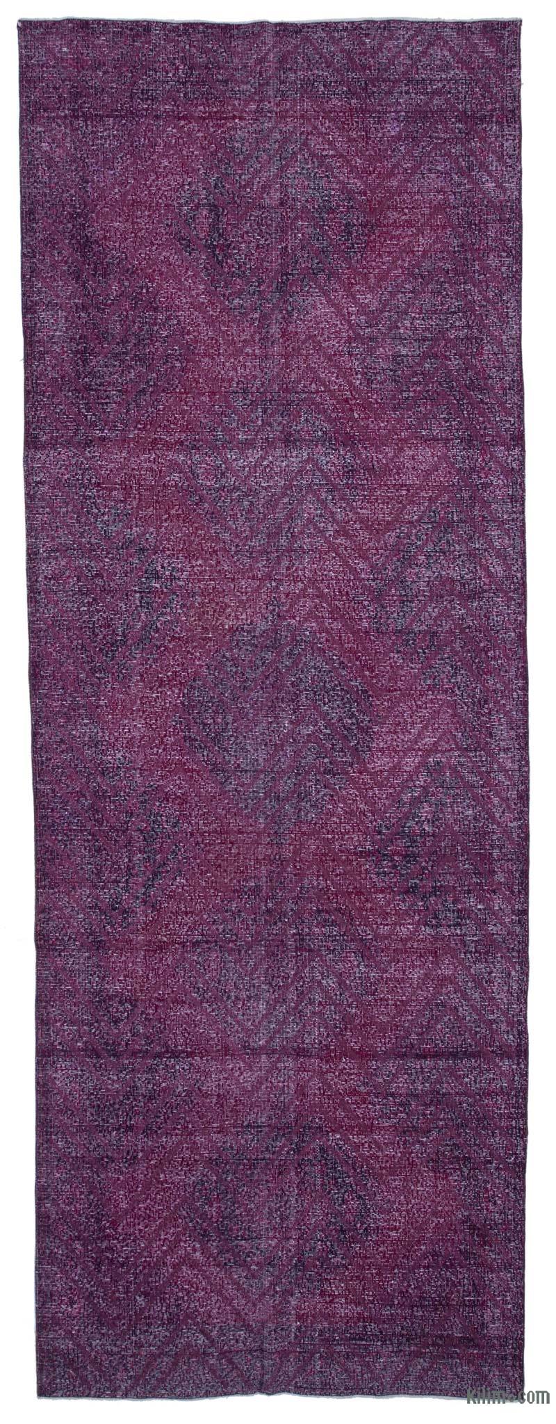Púrpura Alfombra Turca bordada sobre teñida vintage - 148 cm x 414 cm - K0038698