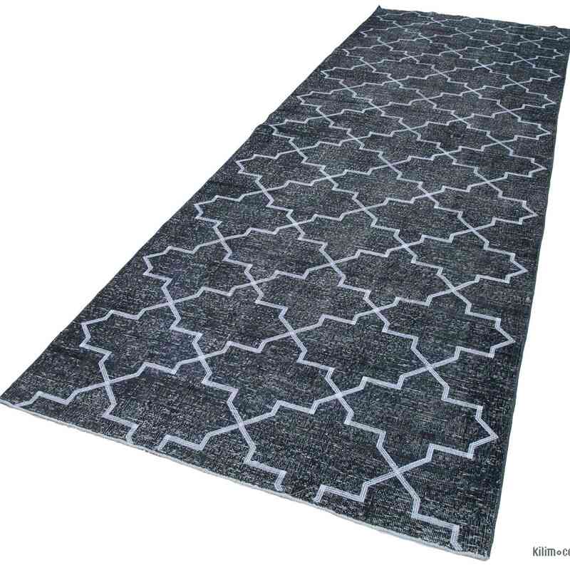 Grey Embroidered Over-dyed Turkish Vintage Runner - 4' 9" x 13' 8" (57" x 164") - K0038699